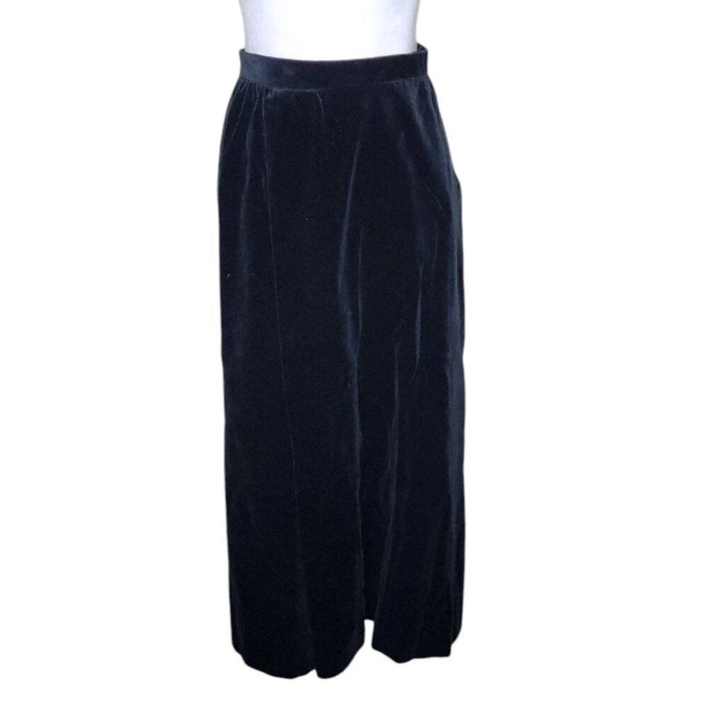 Vintage 80s Suzanne Dache Maxi Pencil Skirt Womens Small Black Velvet